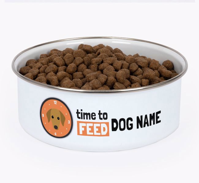 Time To Feed: Personalised {breedFullName} Enamel Dog Bowl